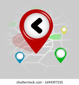 left arrow icon. Simple glyph vector of Arrow location pin set for UI and UX, website or mobile application