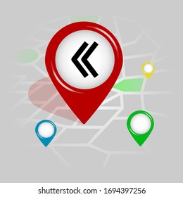 left arrow icon. Simple glyph vector of Arrow location pin set for UI and UX, website or mobile application