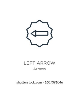Left arrow icon. Thin linear left arrow outline icon isolated on white background from arrows collection. Line vector sign, symbol for web and mobile