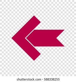 Left arrow icon. Vector. Bordo icon on transparent background.