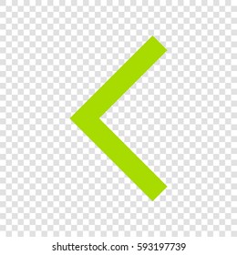 Left arrow icon. Vector. Chartreuse icon on transparent background.