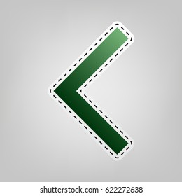 Left arrow icon. Vector. Green icon with outline for cutting out at gray background.