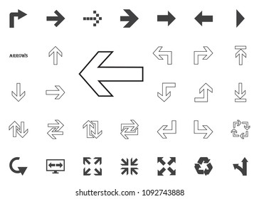 Left arrow icon. Arrow vector illustration icons set