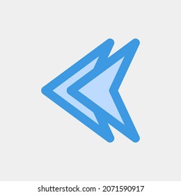Linkes Pfeilsymbol, Vektorgrafik in blauem Stil, Verwendung für Website-Mobile-App-Präsentation