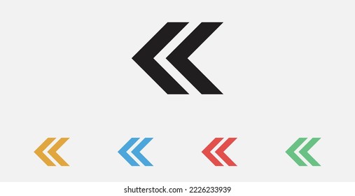 Icono de flecha izquierda. Icono de ilustración del vector. Icono de vector simple. Signo de flecha izquierda. Conjunto de coloridos iconos de diseño plano
