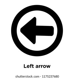 Left arrow icon vector isolated on white background, logo concept of Left arrow sign on transparent background, filled black symbol