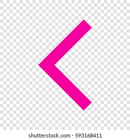 Left arrow icon. Vector. Magenta icon on transparent background.
