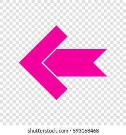 Left arrow icon. Vector. Magenta icon on transparent background.