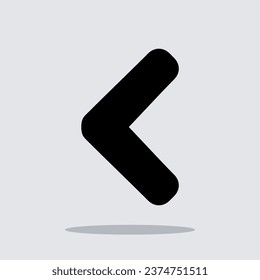 Vector de icono de flecha izquierda. Vector de símbolo de signo de icono anterior. Ilustración del icono del vector de flecha izquierda aislada en fondo gris