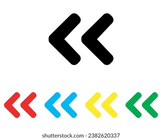Left arrow icon vector. Prev icon sign symbol in trendy flat style. Set elements in colored icons. Left arrow vector icon illustration isolated on white background