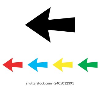 Left arrow icon vector. Previous icon sign symbol in trendy flat style. Set elements in colored icons. Go back arrow vector icon on white background