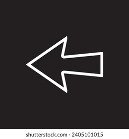 Left arrow icon vector. Previous icon sign symbol vector. Go back arrow vector icon illustration isolated on black background