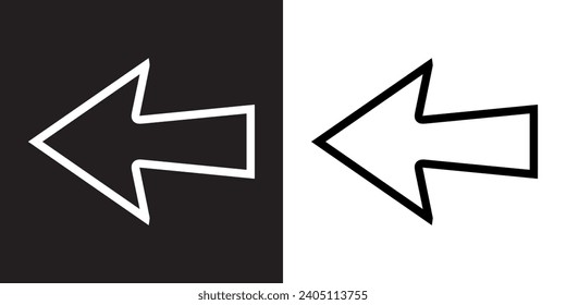 Linker Pfeil-Symbol-Vektorgrafik. Vorheriges Symbol-Symbol Zurück Pfeil-Vektorgrafik einzeln auf schwarz-weißem Hintergrund