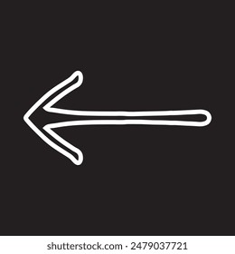 Left arrow icon vector. Previous icon sign symbol vector. Go back arrow vector icon illustration isolated on black background