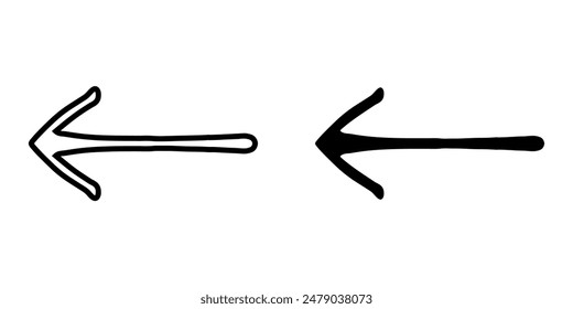 Left arrow icon vector. Previous icon sign symbol vector. Go back arrow vector icon illustration isolated on white background