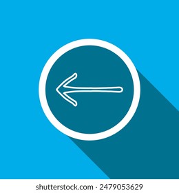 Left arrow icon vector. Previous icon vector in trendy flat style. Move backward icon image, Move backward icon illustration isolated on blue background