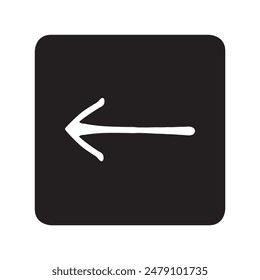 Left arrow icon vector. Previous logo design. Go back arrow vector icon illustration in square isolated on white background