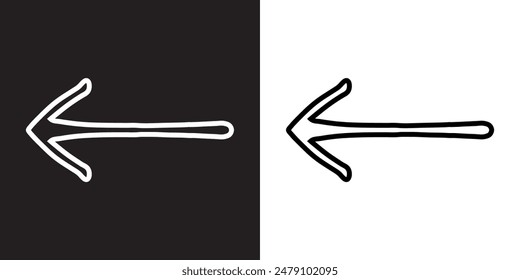 Left arrow icon vector. Previous icon sign symbol in trendy flat style. Move backward vector icon illustration isolated on black and white background