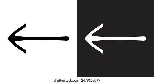 Left arrow icon vector. Previous icon sign symbol in trendy flat style. Move backward vector icon illustration isolated on white and black background