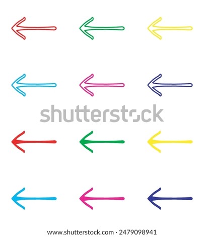 Left arrow icon vector. Previous icon sign symbol in trendy flat style. Set elements in colored icons. Move backward vector icon illustration isolated on white background