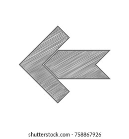 Left arrow icon. Vector. Shaded gray icon on white background. Isolated.