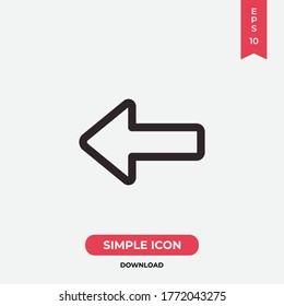 Vector de icono de flecha izquierda. Signo de flecha