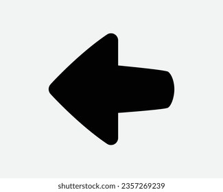 Left Arrow Icon West Side Pointer Point Swipe Direction Navigation Path Back Before Black White Shape Vector Clipart Graphic Illustration Sign Symbol