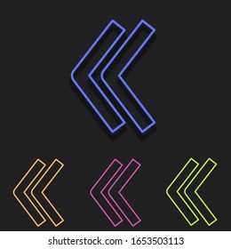 left arrow icons. Simple outline vector of multicolor set for UI and UX, website or mobile application