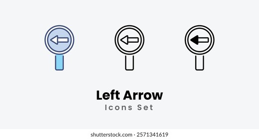 Left Arrow Icons thin line and glyph vector icon stock illustration