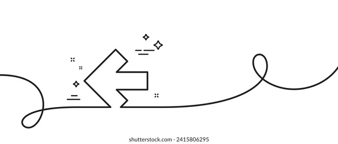 Left arrow line icon. Continuous one line with curl. Direction Arrowhead symbol. Navigation pointer sign. Left arrow single outline ribbon. Loop curve pattern. Vector