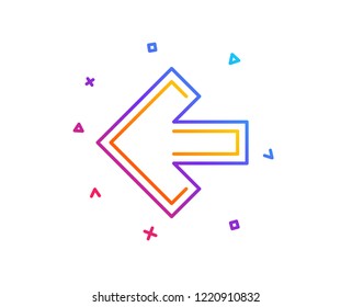 Left arrow line icon. Direction Arrowhead symbol. Navigation pointer sign. Gradient line button. Left arrow icon design. Colorful geometric shapes. Vector