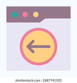 Ícone De Navegação De Seta Para A Esquerda Dentro Da Janela Do Navegador, Ícone De Estilo Plano Vetor Isolado. 