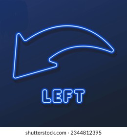 left arrow neon sign, modern glowing banner design, colorful modern design trends on black background. Vector illustration.