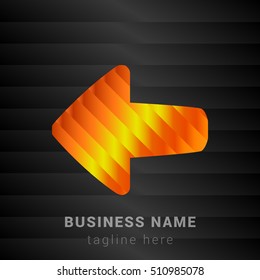 Left Arrow Orange, Yellow and Black silk fashion premium icon / Logo