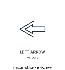 Left arrow outline vector icon. Thin line black left arrow icon, flat vector simple element illustration from editable arrows concept isolated on white background