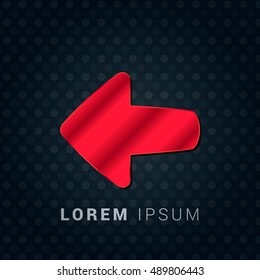 Left Arrow Red chromium precious metallic 3D Icon / Logo Design