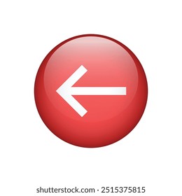 Signo de icono rojo de flecha izquierda. Ilustración vectorial
