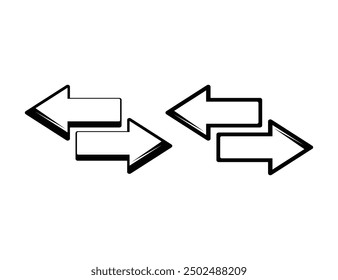 Left arrow right arrow vector illustration on white background isolated vector design icon. Transfer arrows icon. 2 side arrow icon