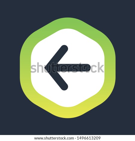 Left Arrow rounded badge. Icon badge.