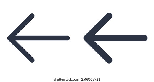 Left Arrow simple icons set designed in filled, outline, line and stroke style
