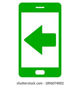 Flecha izquierda y smartphone en blanco