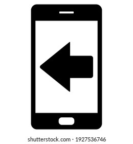 Left arrow and smartphone on white