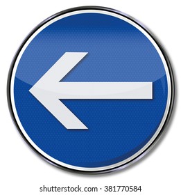 Left arrow and traffic direction only to the left