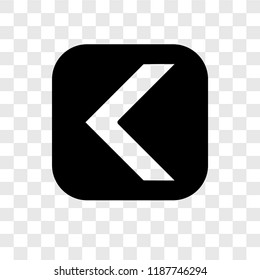 Left arrow vector icon isolated on transparent background, Left arrow transparency logo concept