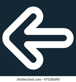 Left Arrow vector icon. Style is contour flat icon symbol, white color, dark blue background.