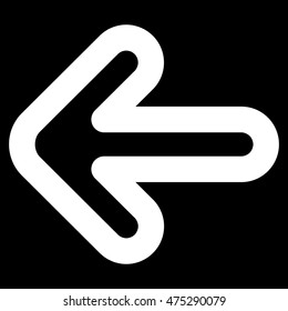 Left Arrow vector icon. Style is stroke flat icon symbol, white color, black background.