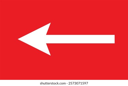 Left arrow white  Icon on a red Background  Free Vector