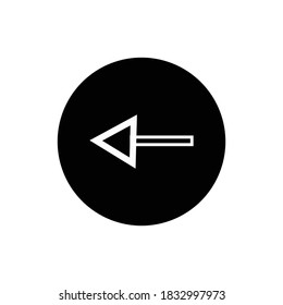 Left arrow white outline arrow under a black circle