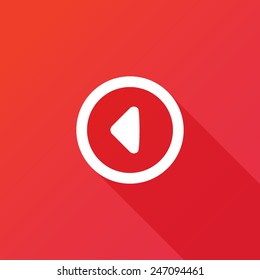 Left back arrow in circular button icon. Modern design flat style icon with long shadow effect