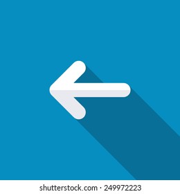 Left Back Straight Arrow Icon. Modern Design Flat Style Icon With Long Shadow Effect